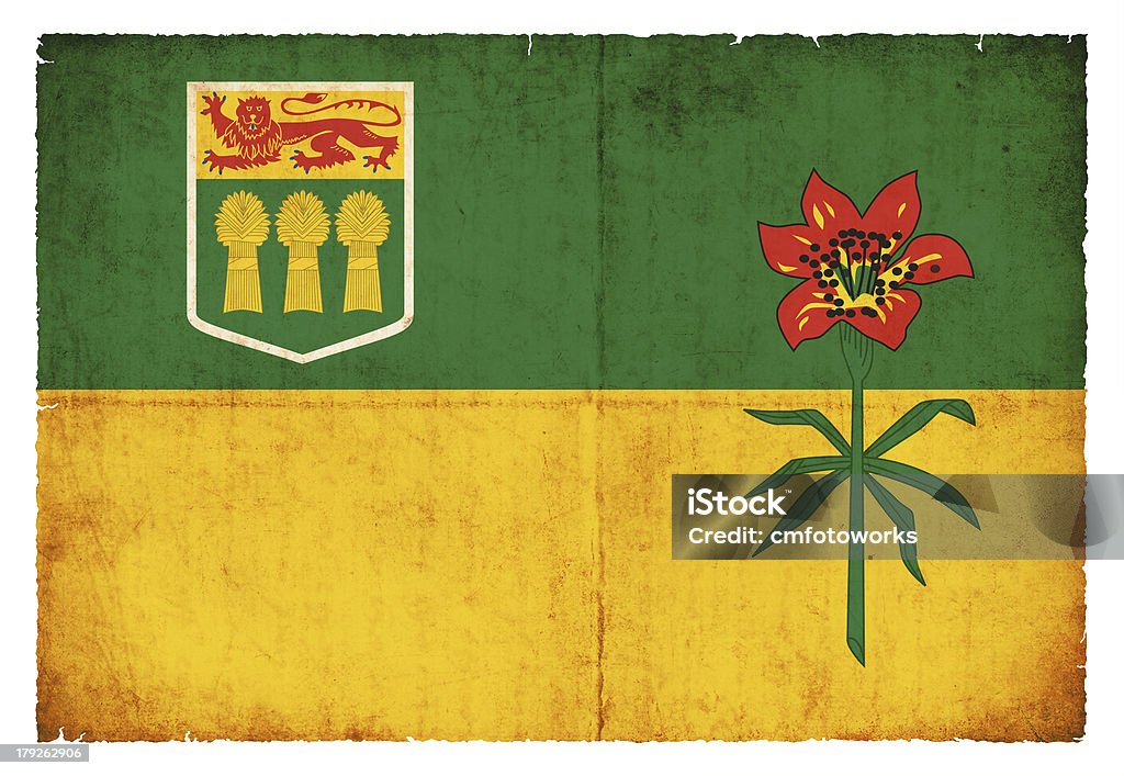 Bandeira do Grunge de Saskatchewan (província canadenses) - Foto de stock de Bandeira royalty-free