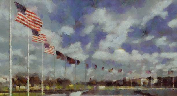 istock painting of munument flags in washington DC 179263011