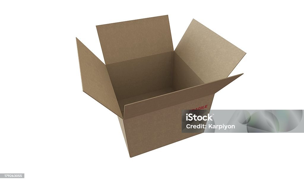 Open Cardboard box isolated on white in perfect condition 3d model of a beatifult Cardboard box isolated on white Box - Container Stock Photo