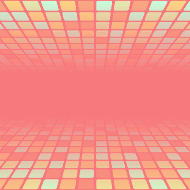 mozaika z kwadratami i pomarańczowym gradientem - modne tło 3d - pink backgrounds lighting equipment disco stock illustrations