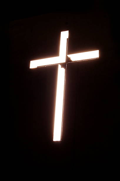 istock Burning cross on black background church 179263534