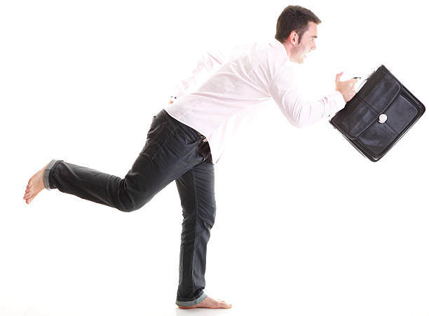 istock Businessman running with a briefcase isolated 179263563