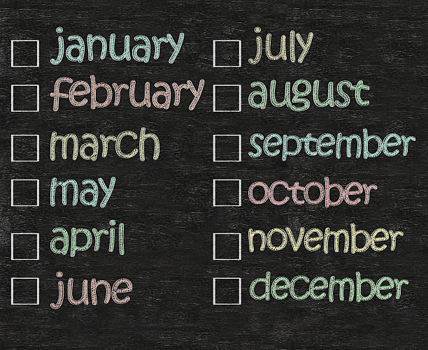 monthly calendar written on blackboard background, high resolution, november stock photo