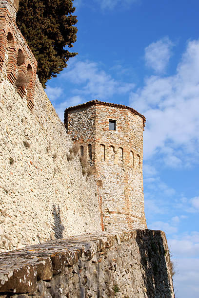 The castle of Montebello di Torriana stock photo