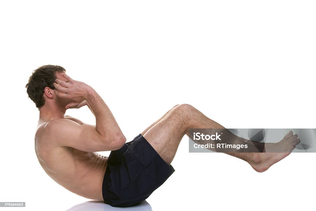 Homem dando um sentar estômago crocante - Foto de stock de Abdome royalty-free