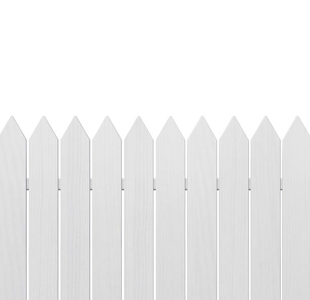 Neatly painted and lined white wooden fence Wooden fence isolated on white background with copy space picket fence stock pictures, royalty-free photos & images