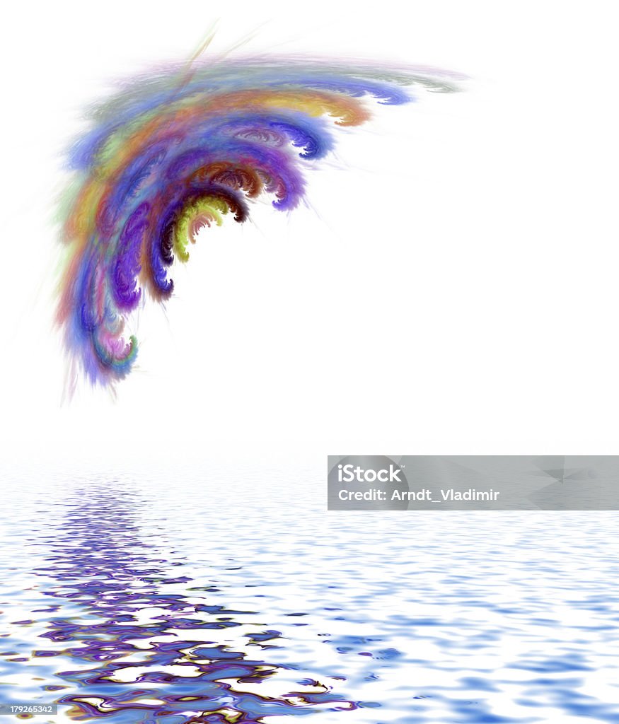 Spiral fractal. Spiral fractal on white reflected in water surface. Abstract Stock Photo