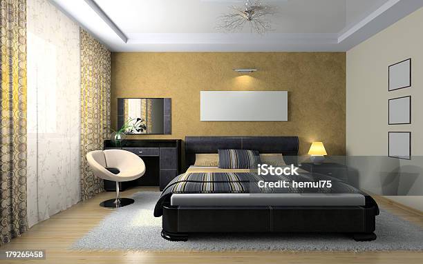 Blick Auf Das Moderne Schlafzimmer Stockfoto und mehr Bilder von Behaglich - Behaglich, Beleuchtet, Bett