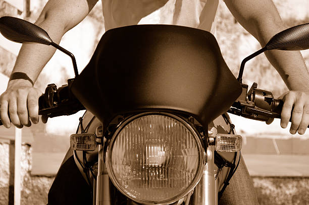 istock Sepia cropped image of a motor cyclist ready to go 179265580