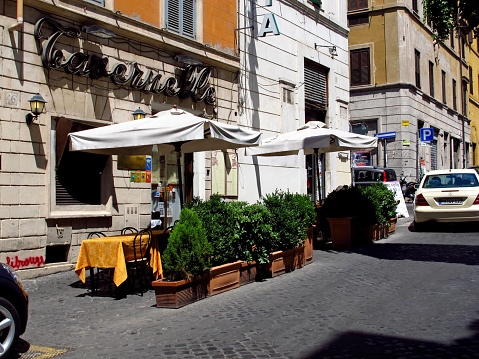 Rome, Italy - 16 Jul 2011: The cafe on the street, Rome, Italy