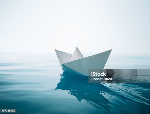 Paper Boat Sailing Stock Photo - Download Image Now - Paper Boat, Nautical Vessel, Origami