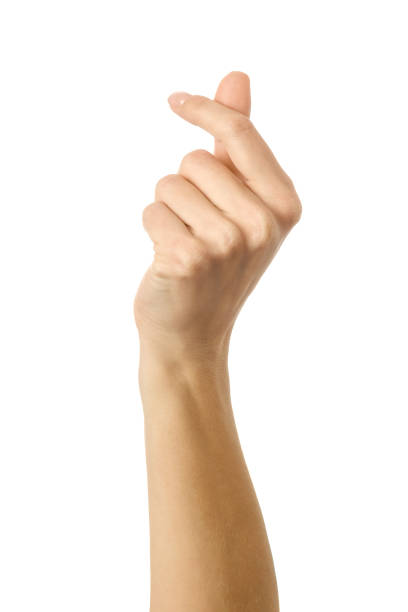 Finger heart. Woman hand gesturing isolated on white
