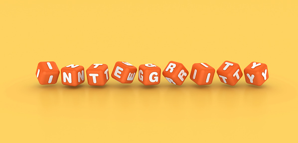 Integrity Buzzwords Cubes - Color Background - 3D Rendering
