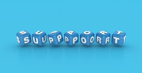 Support Buzzwords Cubes - Color Background - 3D Rendering