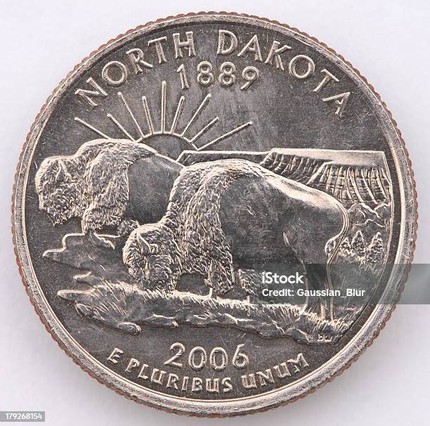North Dakota State Quarter Stock Photo - Download Image Now - 2006, American Bison, Circle