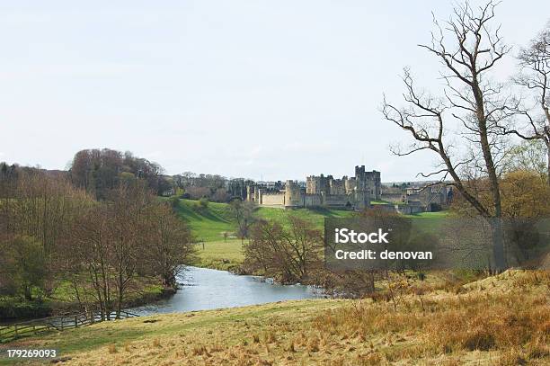 Castello Di Alnwick Allinizio Della Primavera - Fotografie stock e altre immagini di Acqua - Acqua, Albero, Alnwick