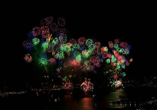 Photo of 4th of July Macys fireworks display on Hudson River.