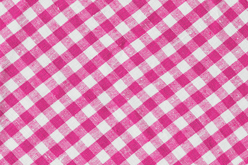 Pink Print Scottish Square Cloth. Gingham Pattern Tartan Checked Plaids. Pastel Backgrounds For Tablecloths, Dresses, Skirts, Napkins, Textile Design. Breakfast Natural Linen Country Plaid Tartan Kitchen Fabric Material Abstract Check Texture Background Texture, Pink And White. Flannel Tartan Patterns. Trendy Tiles Photo.