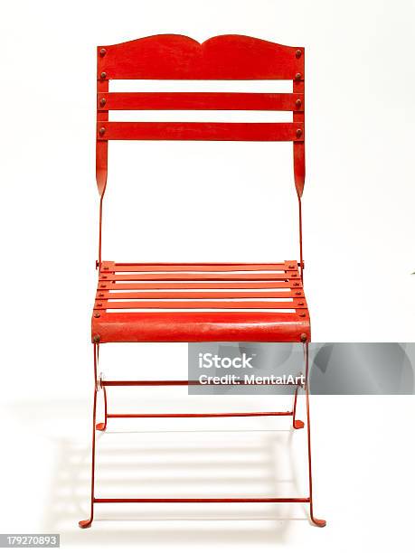 Red Garden Chair Stock Photo - Download Image Now - Chair, Folding, Metal