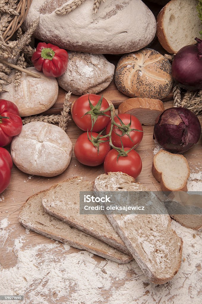 Traditional country theme Baking bread and rollsBaking bread and rolls Bakery Stock Photo