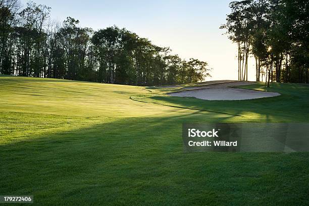 Golf Fairway In Late Afternoon Sun Stock Photo - Download Image Now - Golf, Sand Trap, Sunset