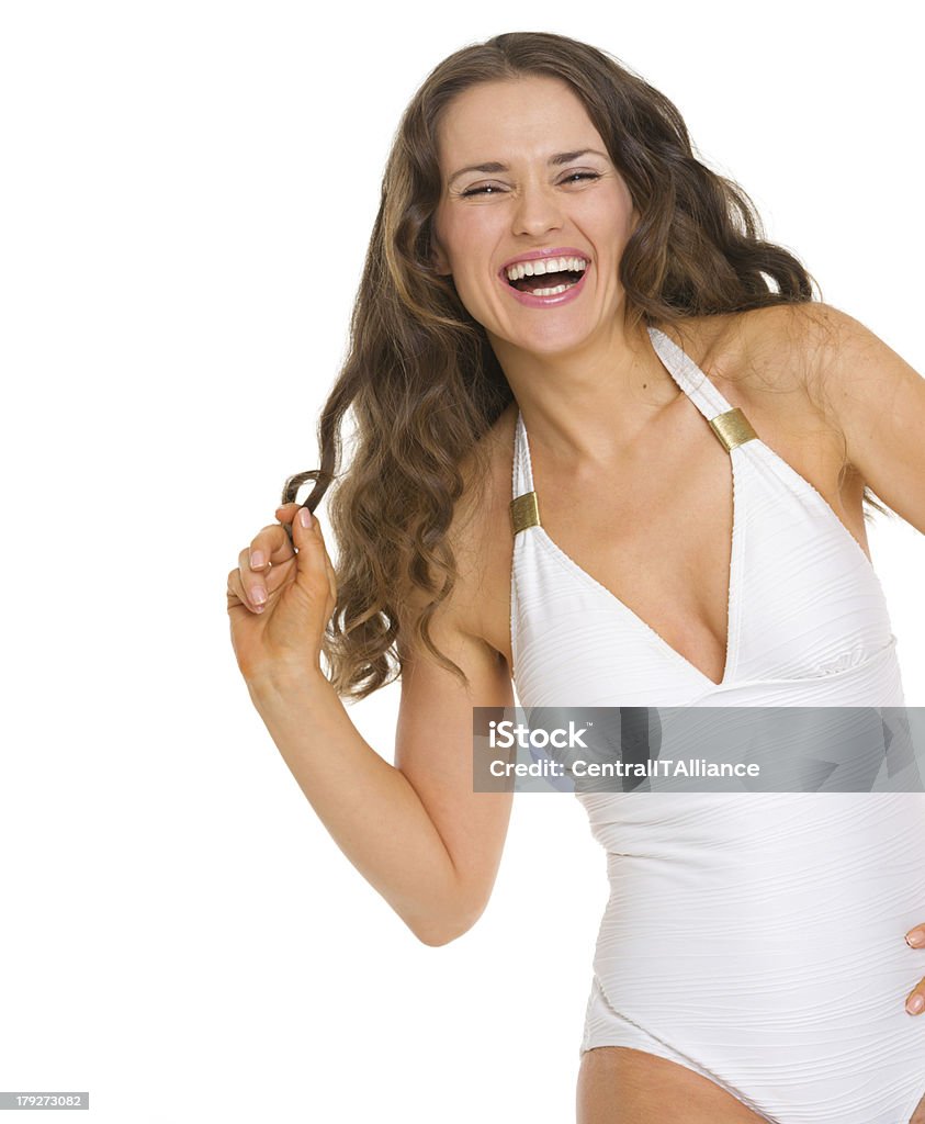 Retrato de mujer joven sonriente en traje de baño - Foto de stock de Adulto libre de derechos