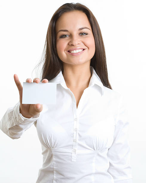 istock Busineswoman with card 179273232