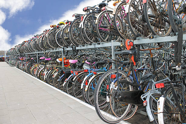 istock Plenty bicycles at parking lot in 179273237