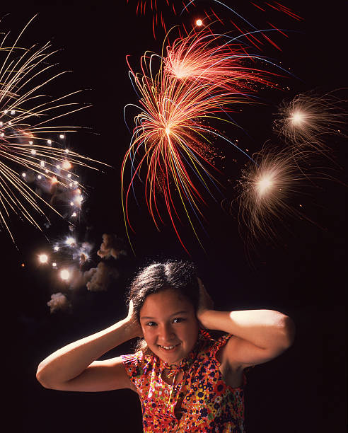 Loud fireworks. stock photo