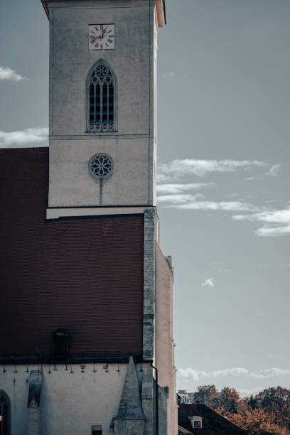 Detail of Cathedral with tower clock stock photo