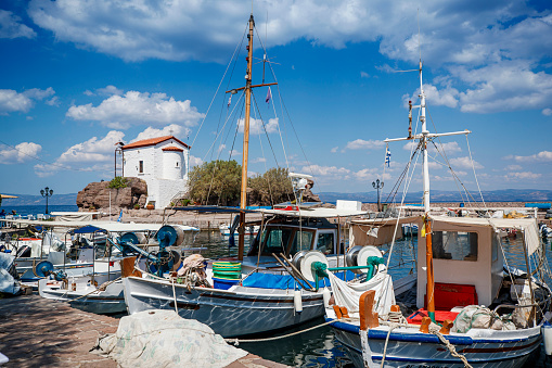 Lesvos, Greece. Skala Sikamineas Village view in Lesvos Island