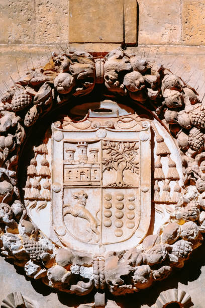 Liw, Poland - March 10th, 2024 - Polish coat of arms - wooden sculpture at medieval castle.