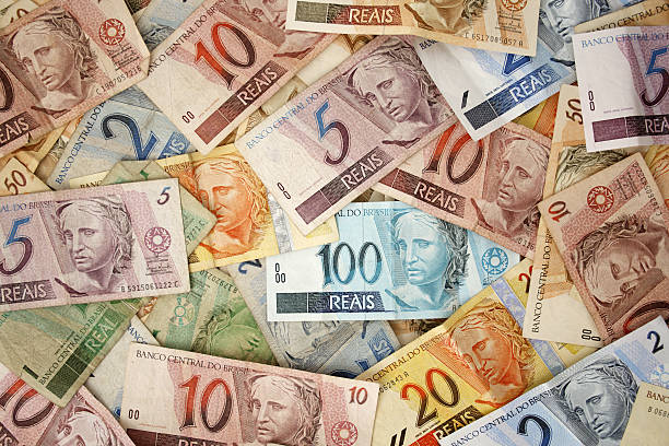 Brazilian money background stock photo