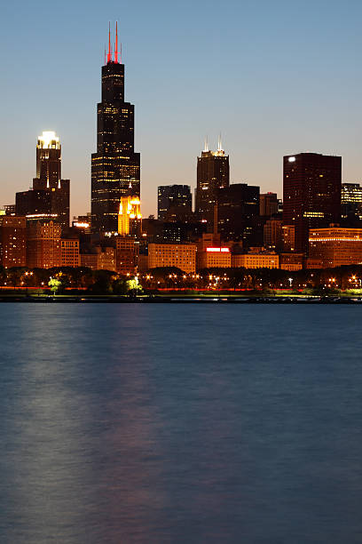 istock Sunset Chicago skyline from pier along Lake Michigan 179275220