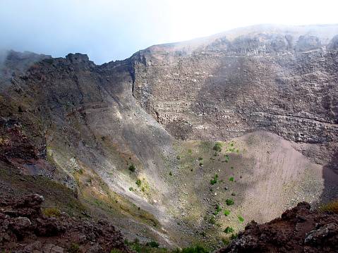 Volcano Vesuvius in the fog, Italy country