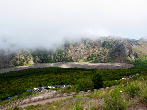 Volcano Vesuvius in the fog, Italy country