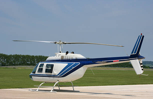 Helicopter at airfield stock photo