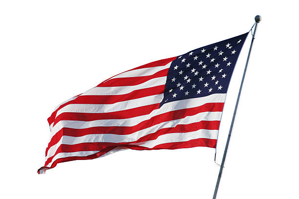 American Flag isolated on white with clipping path stock photo