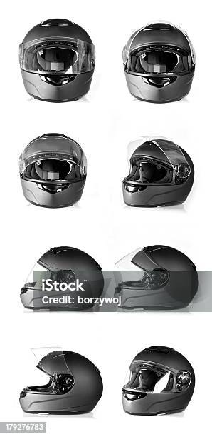 Black Motorcycle Helmet Stock Photo - Download Image Now - Crash Helmet, Helmet, Black Color