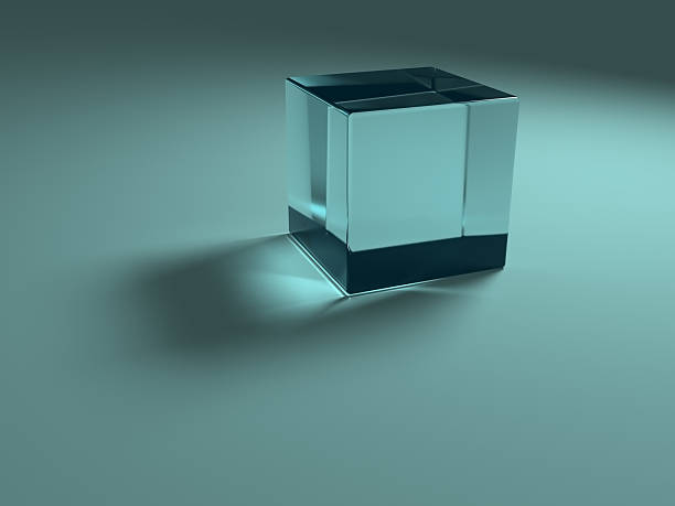 Blue glass cube stock photo