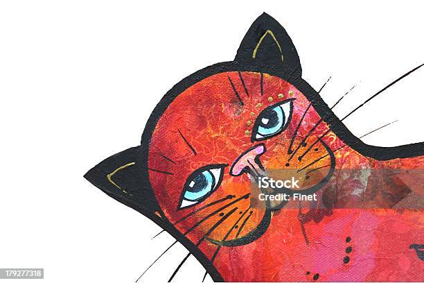 Ilustração Gemusterte Rote Katze Isoliert Auf Weiß - Arte vetorial de stock e mais imagens de Combinação de Técnicas de Desenho