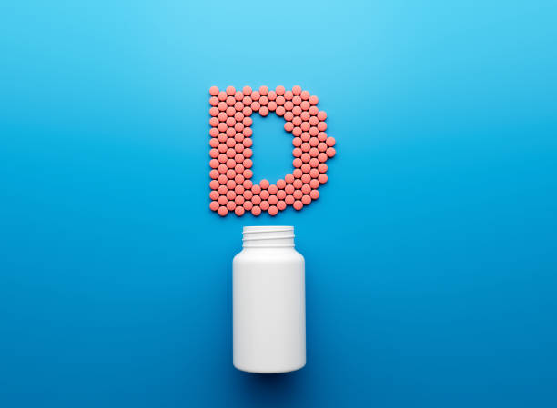 istock 3d Empty White Pill Bottle With D Text Made Of Rounded Vitamin D Tablets 3d Illustration 1792775446