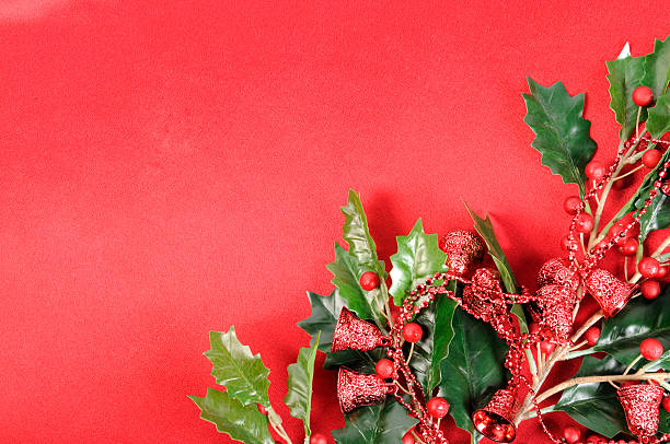 istock Holly berry on red 179277817