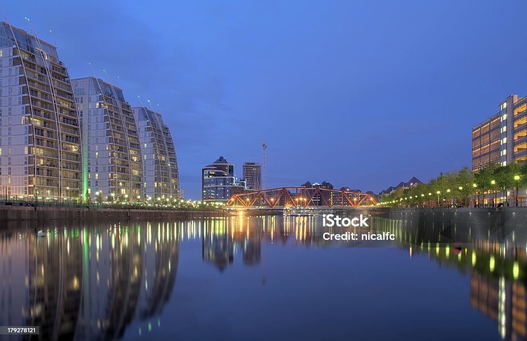 Salford Quays al crepuscolo - Foto stock royalty-free di Manchester - Inghilterra