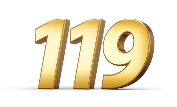 istock 3d number 119 one hundred ninteen Gold text isolated on white background with reflection 3d illustration 1792782563
