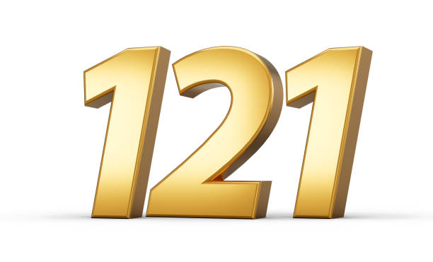 istock 3d number 121 one hundred twenty one Gold text isolated on white background with reflection 3d illustration 1792782571