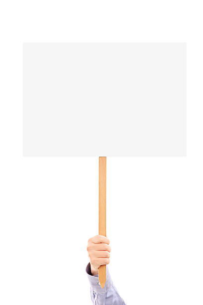 istock Male hand in shirt holding a blank panel 179279165