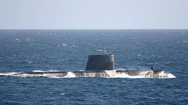 Submarine at sea stock photo