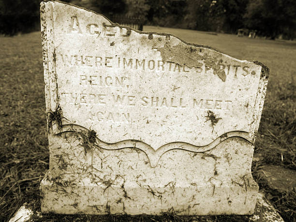 istock Where Immortal Spirits Reign Tomb Stone (black and white photo) 179279780