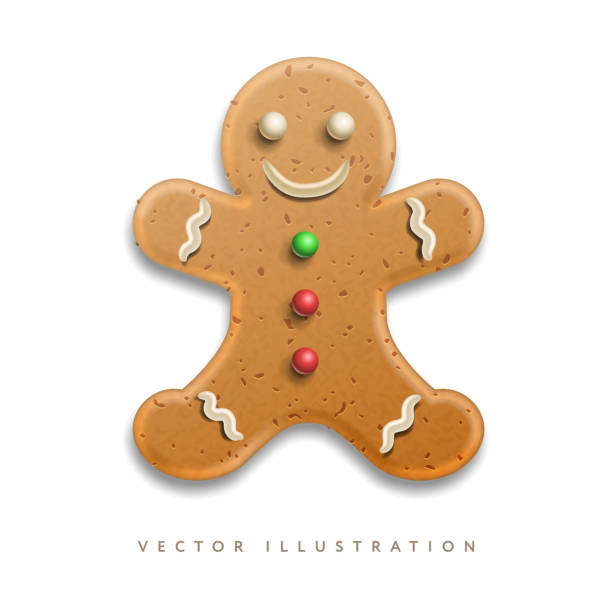 istock Holiday gingerbread man cookie with colored icing, isolated on white. Merry Christmas Holiday. Realistic vector illustration 1792801739